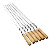 Brochetas Para Barbacoa | Brochetas Metálicas Reutilizables, 6 Unidades Largas Planas De Acero Inoxidable Ensartar Carnes Verduras En Exteriores Cocina Camping | Herramienta Para Barbacoa De Acero Ino