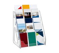 Brochure Holder, 5 Tier Table Brochure Stand, Flyer Leaflet Booklet Menus Display Dispenser, Multi Pocket For 1/3 A4 Size Literature