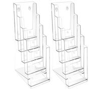 Brochure Holder - Clear Wall Rack | Brochure Display Stand, 2 Piece Acrylic Card Divider Frame for Business Cards Counter Table Office Reception Lobby Conference fier