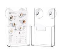 Brochure Stand - Pack of 2 Acrylic Brochure Holders | Transparent Display Stand with Suction Cup, Wall Mounted Brochure for the Pocket of Literature Files, Document Presenter