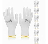 Brockly Tech Pack of 12 Safety Gloves, Work Gloves, with Secure Grip on Palm & Fingers, PU and Nylon Non-Slip Gloves, Ideal for General Duty Work, Gardening. (Pack of 12 Pair, Size 7)