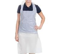 Brockly Tech Pack of 500 Disposable White Polythene Aprons - Lightweight, Waterproof Plastic Aprons for Hygiene, Catering, Cleaning & Food Handling (500, White)