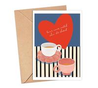BrockShops Love?S Never Wasted When It's Shared' Card - Olivia Dean Inspired - Romantic Relationship Card With Modern Heart & Coffee Cups - Gift Quotes For Him - Her Or Couples