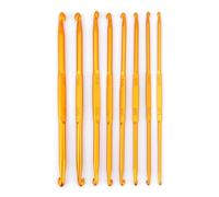Broco 8Pcs Tunisian Crochet Hooks Set,Double End Crochet Hook Golden Alumina Crochet Hook Set for Yarn Weave Craft DIY Hand-Made Weave Nice Gift (Golden)