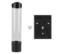 Broco Paper Cup Dispenser, Wall Mounted Dust Proof Transparent With Lid Cup Holder for 75mm Cups, No Drill Adhesive Mount Black Eco-Friendly ABS Hygienic Cup Holder Holds 60 for Office Water Dispenser