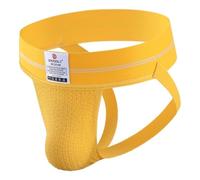 BRODDLE Men's Jockstrap Stretchy Nylon Mesh Pouch Performance Workout Athletic Supporters for Men, Yellow, XL
