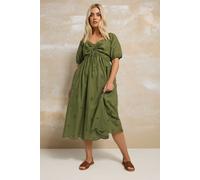 Yours Curve Khaki Broderie Anglaise Midi Dress - Women's - Plus Size Curve