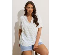 Yours Curve Broderie Anglaise Short Sleeve Top - Women's - Plus Size Curve White