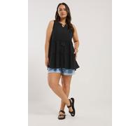 Yours Curve Broderie Anglaise Tiered Vest Top - Women's - Plus Size Curve