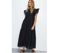 Broderie Mix Tiered Midi Dress Warehouse Black 6
