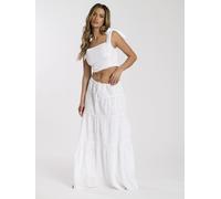 Broderie Tie Shoulder Top South Beach White 14