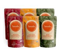 Brodo Collagen Rich Bone Broth Favorites Variety Pack, Chicken Bone Broth, Beef Bone Broth, Hearth Bone Broth, Collagen Protein, Collagen, Not From Concentrate, No Preservatives, 8 oz (Pack of 6)
