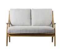 Arcot Mid Century Linen 2 Seater Sofa with Solid Ash Frame Natural