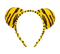 Broeify Tiger Ears Headband for Kids and Adults, Plush Yellow and Black Striped Animal Costume Headwear Accessory for Halloween, Jungle Safari Cosplay, Zoo-Themed Parties, and School Dress-Up Days