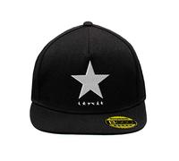 BroiderStudio Black Star David Bowie White Black Hat Flat Peak Adjustable Snapback Unisex Original Embroidered Urban Logo Cap