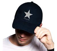 BroiderStudio Black Star David Bowie White Navy Baseball Delta Cap Adjustable Unisex Original Embroidered Urban Logo