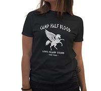 BroiderStudio Camp Half-Blood Percy Jackson Inspired PJO Heroes of Olympus Women's Black T-Shirt Size S