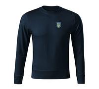 BroiderStudio Coat of Arms Ukrainian Fight Navy Embroidered Original Logo Sweatshirt Premium Class Unisex Size M