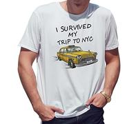 BroiderStudio I Survived My Trip to NYC New York Yellow Taxi Meme Men's White T-Shirt Size 3XL