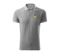 BroiderStudio Ukraine Shield Coat of Arms Grey Grey Embroidered Design Original Logo Polo Shirt Premium Class Men Size L