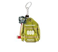 BROKANER Personalized Firefighter Keychain Custom Firefighter Gifts for Men Acrylic Keychain with Picture of Firefighter, Style2 Green, S
