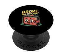 Broke But Still Vibin’ Funny Wallet Cartoon Design PopSockets Adhesive PopGrip