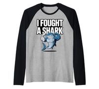 Broken Arm Recovery Funny I Fought A Shark Cast Raglan Baseball Tee