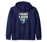 Broken Arm Recovery Funny I Fought A Shark Cast Zip Hoodie