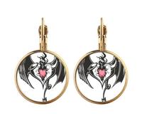Broken Armor Love Heart Huge Wings Gold Clip On Drop Earrings Non Piercing Dangle Jewelry