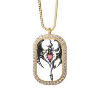 Broken Armor Love Heart Huge Wings Necklace Pendant Diamond Crystal Golden Jewelry