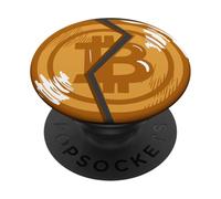 Broken Bitcoin Coin - Cryptocurrency Crash Anti-Crypto PopSockets Adhesive PopGrip