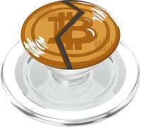 Broken Bitcoin Coin - Cryptocurrency Crash Anti-Crypto PopSockets PopGrip for MagSafe