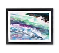 Broken Boundaries Blue Green Modern Art Framed Wall Art Print, Ready to Hang Picture for Living Room Bedroom Home Office Décor, Black A2 (64 x 46 cm)