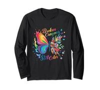 Broken Crayons Still Colors Mental Health Rainbow Butterfly Long Sleeve T-Shirt