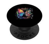 Broken Crayons Still Colors Mental Health Rainbow Butterfly PopSockets Adhesive PopGrip