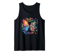 Broken Crayons Still Colors Mental Health Rainbow Butterfly Tank Top