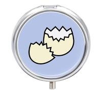 Broken Eggs Round Pill Box Organiser 3 Compartment Portable Medicine Case