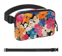 Broken Flower Fanny Packs for Women Men, Crossbody Belt Bag with Zipper Pockets,Waterproof Waist Packs with Adjustable Strap for Workout Running Traveling Hiking, Multicolor, One Size