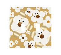 Broken Flower Modern Leather-Textured Dual Rocker Switch Plate Cover â€“ Premium Pc Material Wall Plate for Residential & Commercial Use, Full-Panel Printed Design with Decorative Painted Screws