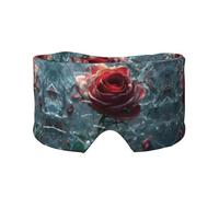 Broken Glass Cracked Rose Print Sleep Eye Mask with Earmuffs - Block Out Light Contoured Night Blindfold Eye Sleeping Mask with Ear Cover for Men Women Side Sleeper Night Gift