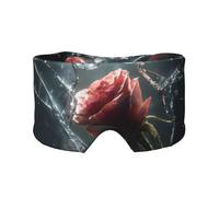 Broken Glass Cracked Rose Print Sleep Eye Mask with Earmuffs - Block Out Light Contoured Night Blindfold Eye Sleeping Mask with Ear Cover for Men Women Side Sleeper Night Gift