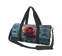 Broken Glass Cracked Rose Printed Leisure Cylindrical Luggage Bag, Lightweight, Durable, and Easy to Carry