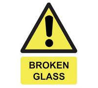 Broken Glass Danger Warning Sign Self Adhesive Gloss Decal Sticker A4 297mm x 210mm