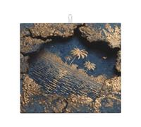 Broken Golden Island Kitchen Drying Mat - Double-Sided Absorbent Pad Anti-Slip Wear-Resistant Hangable Storage
