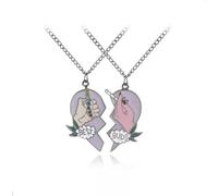 Broken Heart Best Friend Rhinestone 2 Pcs Friendship Necklace present-Black