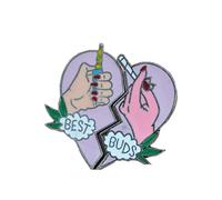 Broken Heart Hands BEST BUDS Brooches Hand Lighter Cigarette Brooches Enamel Pins Jacket Bag Brooch Lapel Pin Badge Jewelry Gift