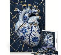 Broken Heart Kintsugi Art Jigsaws 1000 Pieces for Teenagers Reasoning Skill Soothing Downtime Sharp Cut Heartfelt Gift (38x26cm)