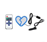 Broken Heart Led Neon Light For Car Window, 7 Color Flashing Ambient Lamp With Wireless Remote Control, 12v Vehicle Interior Decor Lighting Kit, Easy Install On Glass Or Paint, 91mm(Blue)
