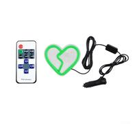 Broken Heart Led Neon Light For Car Window, 7 Color Flashing Ambient Lamp With Wireless Remote Control, 12v Vehicle Interior Decor Lighting Kit, Easy Install On Glass Or Paint, 91mm(Green)