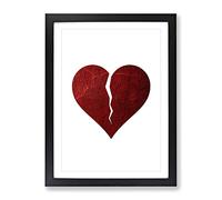 Broken Heart Modern Framed Print | A3 Black Framed Wall Art | Ready to Hang | Modern Nature Picture | Living Room Bedroom Lounge Office